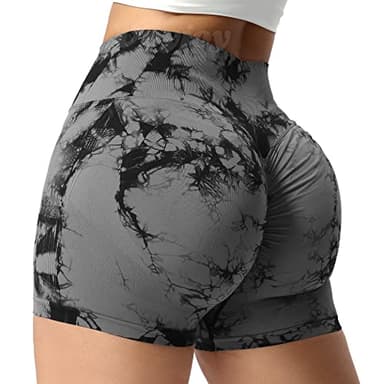 VOYJOY Women Workout Shorts 3.6" Scrunch Butt Lifting Gym Seamless Yoga Biker Shorts Black - Image 2