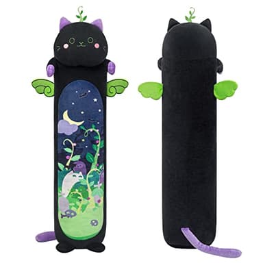 Mewaii Long Cat Plush 5 Sizes, 120% Extra Filling Giant Plushness Kids Body Pillow, Kawaii Cute Black Cat Stuffed Animals Plushies, Big Long Body Pillow Black Cat Plush Gift for Girls 53” - Image 1