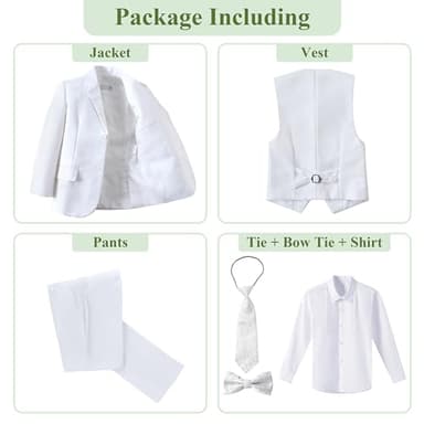 Boys Suit for Teens Young Men White Wedding Prom Tuxedo Formal Dresswear for Teenagers Boy Homecoming Party Suits Blazer Vest Pants Shirt with Bow Tie Size 20 - Image 4