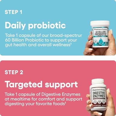 Physician's CHOICE Advanced Gut Health Bundle: 60 Billion Probiotics 30ct + Digestive Enzymes 60ct for Digestive, Gut, and Immune Health Supports Occasional Constipation, Diarrhea, Gas, and Bloating - Image 3