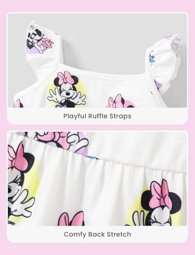Disney Minnie Mouse Toddler Girl Dress White Character Print Ruffle Sleeve Sundress Birthday Summer Outfits 3-4T - Image 4