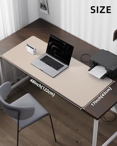 AFIING Leather Desk Pad Protector, Office Mat, Large Mouse Pad, Non-Slip PU Leather Blotter, Waterproof Writing Pad for Office and Home (Beige) - Image 5