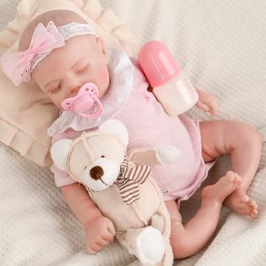 Jirachi Lifelike Reborn Baby Dolls, 18-Inch Sleeping Real Life Soft Cloth Body Neweborn Baby Girl, Realistic Reborn Babies with Feeding Set for Kids Age 3+ - Image 1