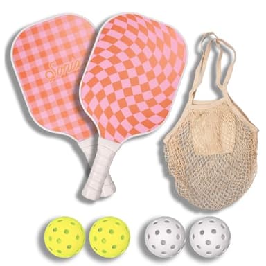Sonix | USAPA Approved | Pickleball Paddles Set of 2 | Fiberglass Surface Pickleball Set with 2 Rackets, 4 Balls, & Bag | Checkmate Pink/Orange - Image 1