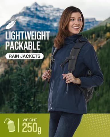 33,000ft Women's Rain Jacket Waterproof Lightweight Packable Raincoat with Hood for Golf Hiking Travel Windbreaker - Image 6
