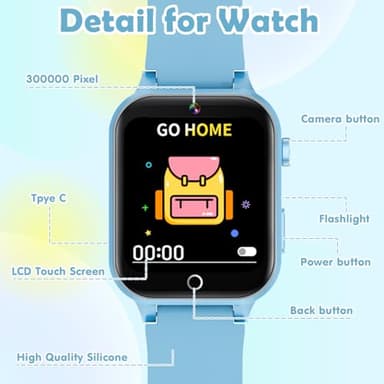 Luyiilo Smart Watch for Kids, with 26 Puzzle Games, Touch Screen, HD Camera, Alarm Clock, Toys for Ages 4-12 Years Old.Birthday Gift for Boys Girls (Soft Blue) - Image 5