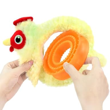 CHIWAVA 2-in-1 Dog Interactive Squeaky Plush Toy Chicken with Slow Feeder Bowl for Small Medium Dogs 9.8 Inch - Image 6