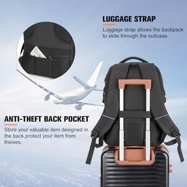 Velaybor 48L Expandable Laptop Backpack, Anti-thief Travel Backpack with USB Charging Port, Airline Approved Business Waterproof Carry on Luggage, Fits 17.3" Laptop for Men Women - Image 5