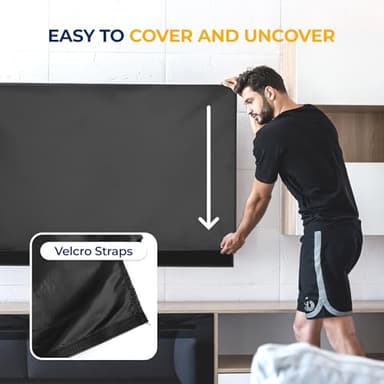 SereneLife Waterproof Outdoor TV Cover for 50-65 inch TV – Indoor/Outdoor Weatherproof Television with Bottom Cover, Thick Fabric, Dustproof and Weatherproof TV Cover with Remote Control Pocket, Black - Image 4