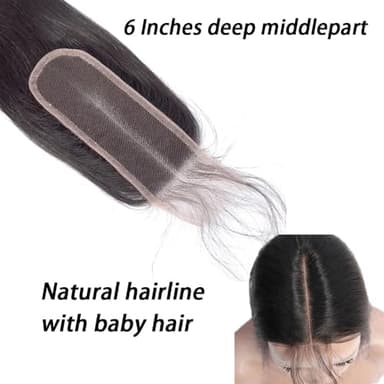 Brazilian 2x6 Human Hair Lace Closure HD Transparent 2x6 Body Wave Lace Closure Middle part Human Hair Kim K Closure With Baby Hair (16 inch) - Image 6