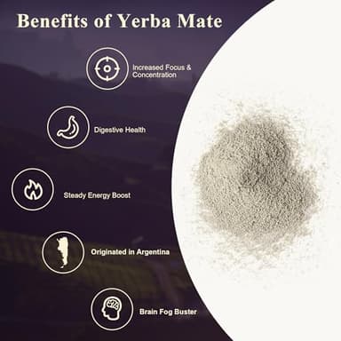 Yerba Mate Peach Mango Energy Tea Powder – Clean Plant-Based Focus Drink with Probiotics & Adaptogens – Low Sugar, No Crash, Smooth Taste – 30 Refreshing Servings - Image 6