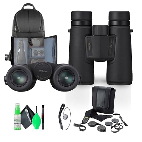 Nikon 10x42 Monarch M5 Roof Prism Waterproof, Fogproof Binoculars (Black) (16768) + Sling Backpack + Cleaning Kit + Lens Cap - Image 1