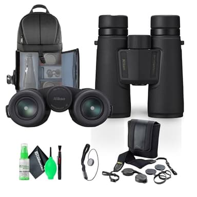 Nikon 10x42 Monarch M5 Roof Prism Waterproof, Fogproof Binoculars (Black) (16768) + Sling Backpack + Cleaning Kit + Lens Cap - Image 1