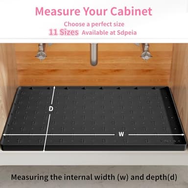 Sdpeia Under Sink Mat 34"×22" – Waterproof Silicone Cabinet Liner & Sink Protector for Kitchen & Bathroom, Multi-Purpose Organizers Tray for Pets, Laundry, Cat Litter Mat, Black - Image 7