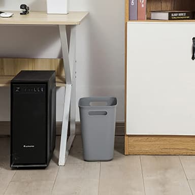 UUJOLY Plastic Small Trash Can Wastebasket, Garbage Container Basket for Bathrooms, Laundry Room, Kitchens, Offices, Kids Rooms, Dorms, 3.5 Gallon, 3.5 Gallon, Grey - Image 5