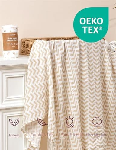 Momcozy Muslin Swaddle Blankets, Ultra Soft Neutral Baby Essentials Must Haves Registry Search, Breathable Large 47'' x 47'' Newborn Boys Girls Swaddle Receiving Blanket, Stellar Orbit - Image 3