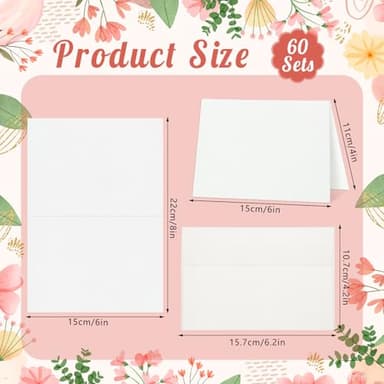 60 Sets Watercolor Cards with Envelopes, 140 lb/300 GSM Watercolor Paper Cards, 4x6 Inch Foldable Blank Watercolor Postcards and Envelopes for Greeting Cards, Wedding Invitations, Thank You Card - Image 2