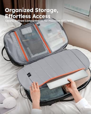 Tolaccea Travel Laptop Backpack, Large Carry on Backpack Flight Approved Convertible Duffle Luggage Bag Daypack Work Business Rucksack Fits 16" Laptop for Men Women 3 Carrying Ways, 40L-50L Expandable - Image 11