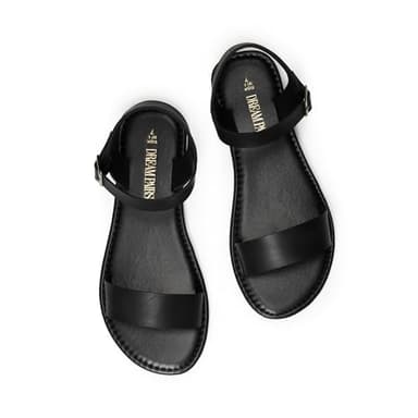 DREAM PAIRS Women's Ankle Strap Flat Sandals Open Toes One Band Buckle Summer Dressy Sandals,Size 6.5,All/Black,HOBOO - Image 4