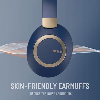 LORELEI B-C6 Wireless Over Ear Headphones, 50H Playtime Foldable Lightweight Bluetooth Headsets, Deep Bass, Built-in Microphone, Memory Foam Earmuff, for Travel, Home Office (Navy Blue) - Image 4