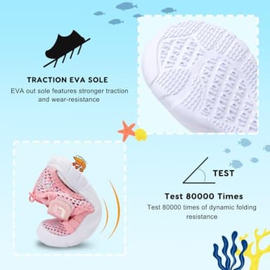 JOINFREE Toddler Girls Water Shoes Quick-Dry Sandals Sneakers Beach Surf Barefoot Lightweight Non-Slip Breathable Swim Shoes Sandals 9 Toddler Mesh MultiPink - Image 4