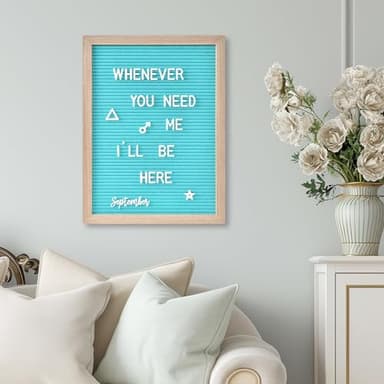 Felt Letter Board with 402 Letters, Numbers & Symbols - 12 x 16 inch Large Changeable Message Board with Wooden Frame Wall Mount Hook, 2 Canvas Bags, Wood Stand (Lake Blue) - Image 4