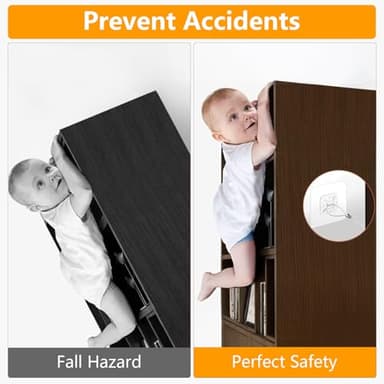 No Drill Metal Furniture Anchors (10 Packs) for Baby Proofing, 14" Adhesive Anti-Tip Furniture Wall Safety Straps for Child, Keep Toddlers & Pets Safe from Falling Furniture Like Dresser & Bookshelf - Image 4