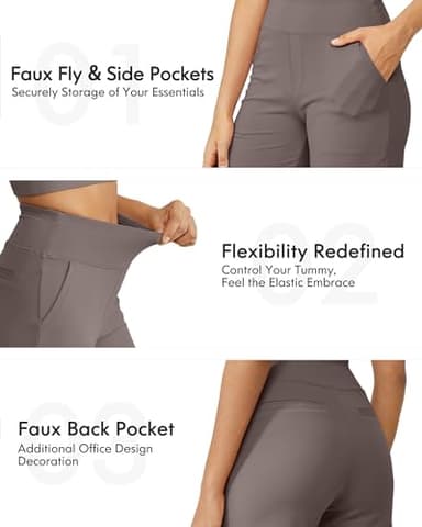 G4Free Womens Capris for Summer Wide Leg Yoga Pants Capri Leggings with Pockets Loose Dressy Casual Summer Pajama Bottoms(Taupe,XXL,21") - Image 4