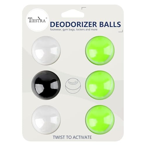 TIESTRA Shoe Deodorizer Balls (6 Pack) – Odor Eaters for Sneaker | Long-Lasting Odor Eliminator Air Freshener for Closet, Locker, Gym Bag, Drawer & Small Spaces | Cologne | Tricolor - Image 1