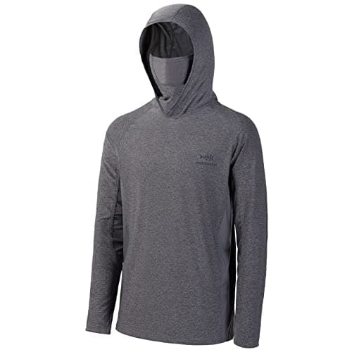 BASSDASH UPF 50+ Men’s Long Sleeve Fishing Shirt with Mask UV Neck Gaiter Hoodie Heather Grey - Image 1