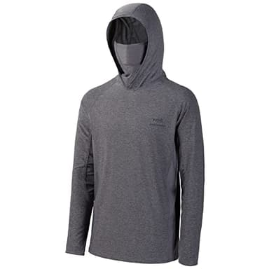 BASSDASH UPF 50+ Men’s Long Sleeve Fishing Shirt with Mask UV Neck Gaiter Hoodie Heather Grey - Image 1