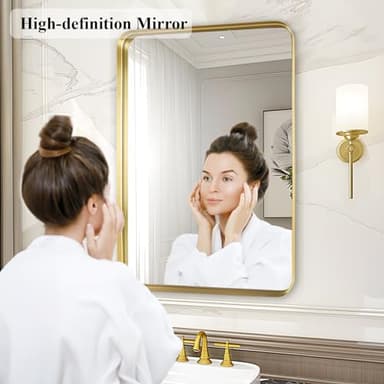 Fabuday Gold Mirror Bathroom Wall - Over Sink 36x24 Inch Rectangle Framed Brushed Mirror, Large Gold Trim Vanity Mirror Hanging for Bedroom, Restroom, Living Room, Entryway Decor - Image 3