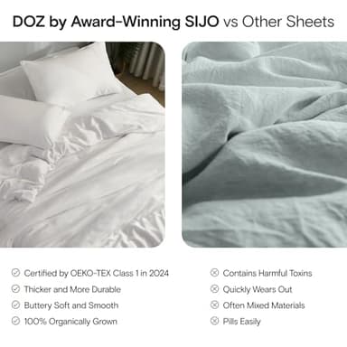 DOZ Sheet Set, 100% Viscose derived from Bamboo, Organically Grown, Buttery Soft, Cooling Sheets, High GSM, Deep Pockets - 3 Piece - 2 Pillowcases 1 Fitted Sheet (Blush, Queen) - Image 6