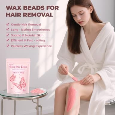 Wax Beads for Hair Removal, Auperwel 2.5lb Hard Wax Beads for Sensitive Skin with 20 Sticks, Waxing Beans for Brazilian, Bikini, Eyebrow Waxing, Painless Refill Pearl Beads for Wax Warmers Kit (Rose) - Image 5