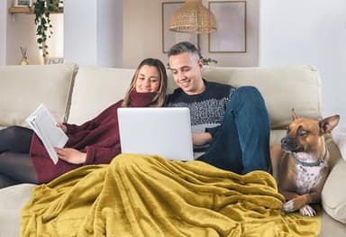 Utopia Bedding Fleece Blanket Queen Size Gold 300GSM Luxury Fuzzy Soft Anti-Static Microfiber Bed Blanket (90x90 Inch) - Image 5