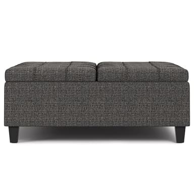 SIMPLIHOME Harrison 40 inch Wide Transitional Square Large Coffee Table Storage Ottoman in Ebony Polyester Tweed, Assembled, for The Living Room and Bedroom - Image 6