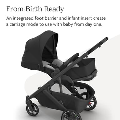 UPPAbaby Cruz V3 Stroller - from Birth + Car Seat Compatible - Full-Size, Reversible Seat - Infant Insert, Bug and Rain Shields Included - Jake (Charcoal/Carbon Frame/Black Leather) - Image 5