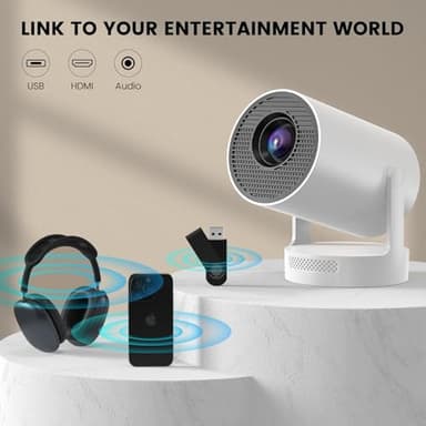 【Electric Focus】Mini Portable Projector with 4K Support, Bluetooth 5.4 WIFI6, 5watt Sound Base Speaker, 260 ANSI, Android 11, 210° Rotation , Auto Keystone Correction Video Projector HY300 PLUS - Image 7