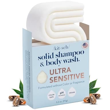 Kitsch 2-in-1 Shampoo Bar and Body Wash - Ultra Sensitive, Vegan & Natural, 5-Ingredient Formula Bar Soap for Hair & Body - Scent-Free, Paraben-Free - For Sensitive Scalp & Skin - 3.2 oz - Image 1