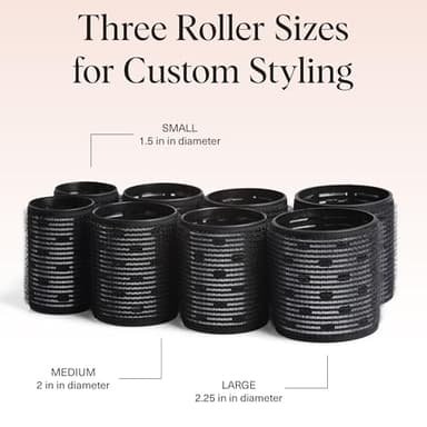 Kitsch Ceramic Thermal Hair Rollers for Women – Self Grip Hair Curlers for Heatless Curls Overnight - Volumizing Large Rollers for Short & Long Hair - For Long Lasting Frizz-Free Curls - Black, 8pcs - Image 5