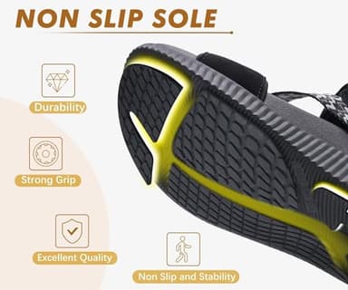 KuaiLu Walking Orthopedic Sandals Womens Comfortable Arch Support Hiking Sandles Plantar Fasciitis Athletic Sport Recovery Cushion Summer Travel Outdoor Open Toe Water Shoes Black Size 7.5 - Image 8