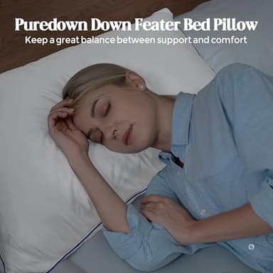 puredown Pillows Queen Size Set of 2, Soft Polyester Fabric Bed Pillow for Sleeping, Goose Feather Down Pillows, Hotel Bed Pillow 2 Pack - Image 5