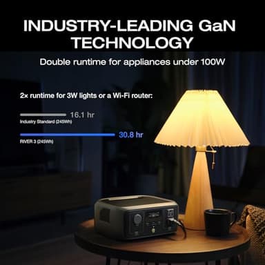 EF ECOFLOW Portable Power Station RIVER 3, 245Wh LiFePO4 Battery Power Station, 300W Up to 600W AC Output, <20 MS UPS & <30 dB, 1Hr Fast Charging Solar Generator for Outdoor/Camping/Home Use - Image 3