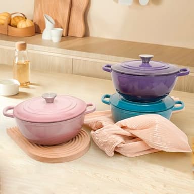 Flavehc Dutch Oven Pot with Lid 4.8 qt Enameled Cast Iron Dutch Oven for Bread Baking DarkCyan - Image 7