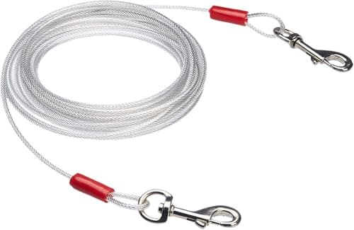 Amazon Basics Tie-Out Cable for Dogs up to 90 lbs, 25 feet, White - Image 1