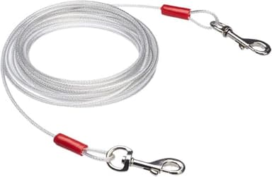 Amazon Basics Tie-Out Cable for Dogs up to 90 lbs, 25 feet, White - Image 1