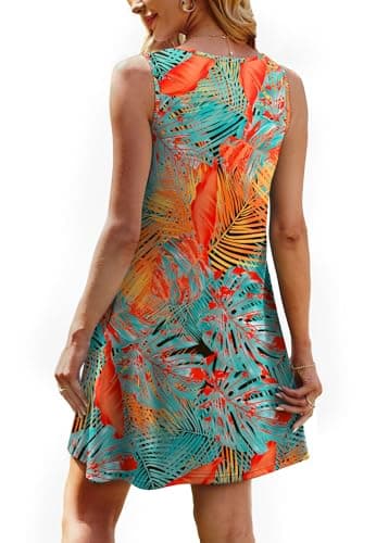 Summer Dresses for Women 2025 Boho Italian Dress School Outfits for Teachers Women's Clothing Fashion Beach Vacation Clothes Hawaiian Dresses Loose Casual Sundress Floral Easter Orange L - Image 5