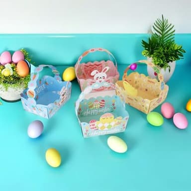 Haobell Easter Basket - 24pcs Small Baskets for Kids, Happy Gift With Handles, School Party Favor, Bunny Decoration - Image 5
