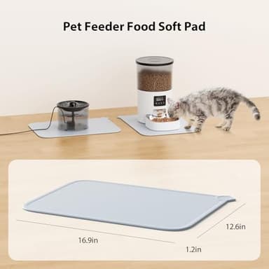 IMIPAW Cat Food Mat, Soft Rubber Pet Food Mat for Feeder and Fountain, Non-Slip Bowl Mat for Cat and Dog, Locking Edge Spill Resistant Feeding Mat - Image 2