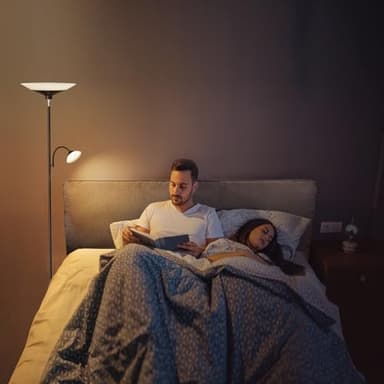 SIBRILLE Upgraded 2-in-1 Torchiere Floor Lamp, Dimmable Standing Lamp with Remote&Touch Control, 34W Brightness Adjustable Floor Reading Light, Black Modern Corner Lamp for Living Room Bedroom Office - Image 8